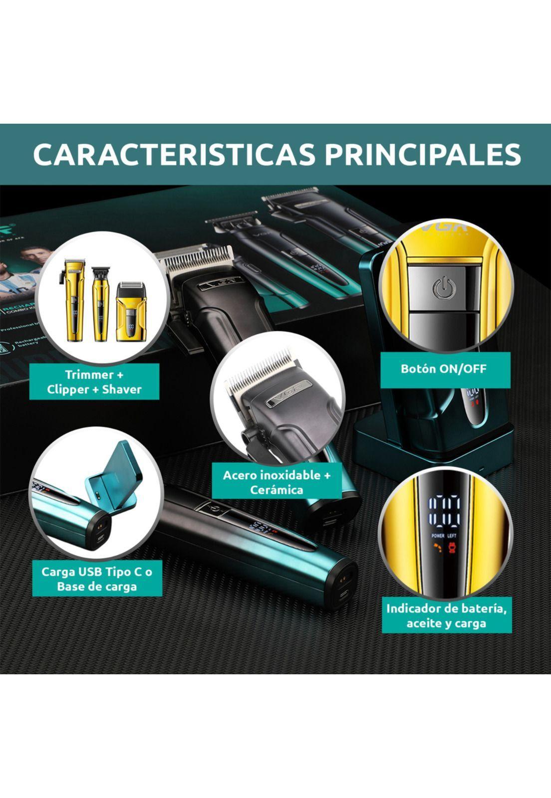 Kit CortadoraPelo Patillera Afeitadora VGR Prof V-694 Dorado-5