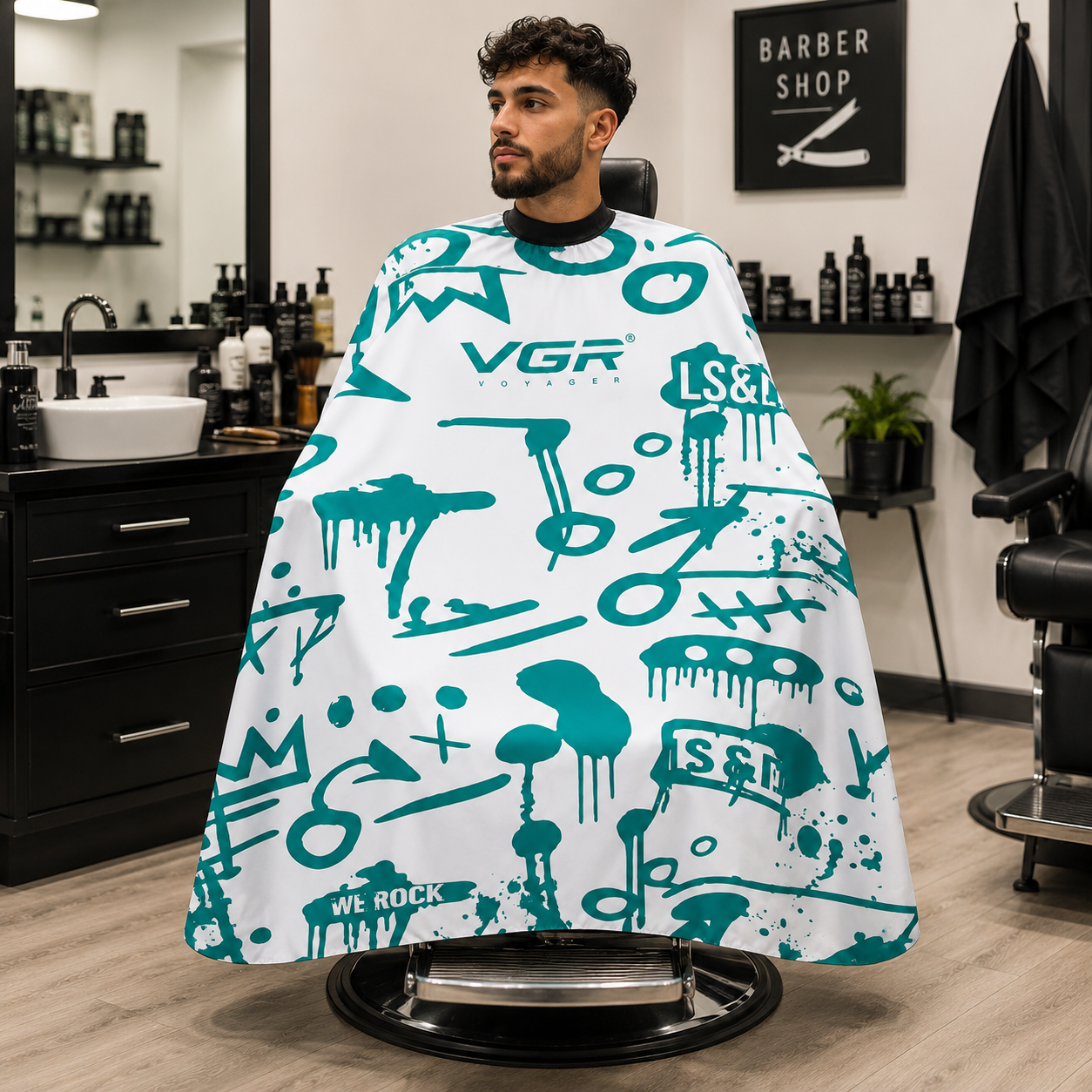 Capa de Barber a VGR Blanca con Cuello de Goma Antipelusa-2