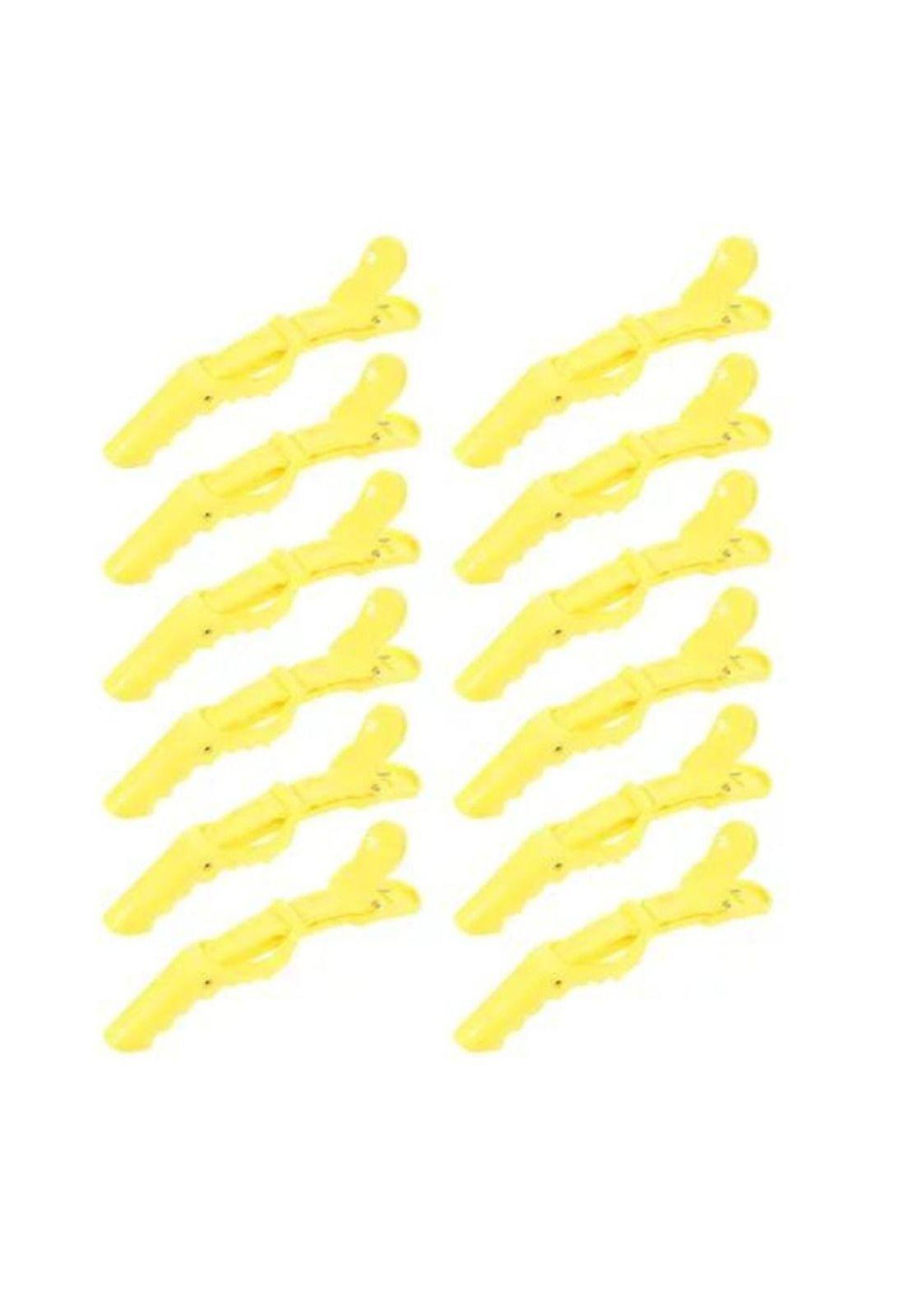 Pinzas De Cabello Tipo Cocodrilo Para Peluquería X5 Amarillo-1