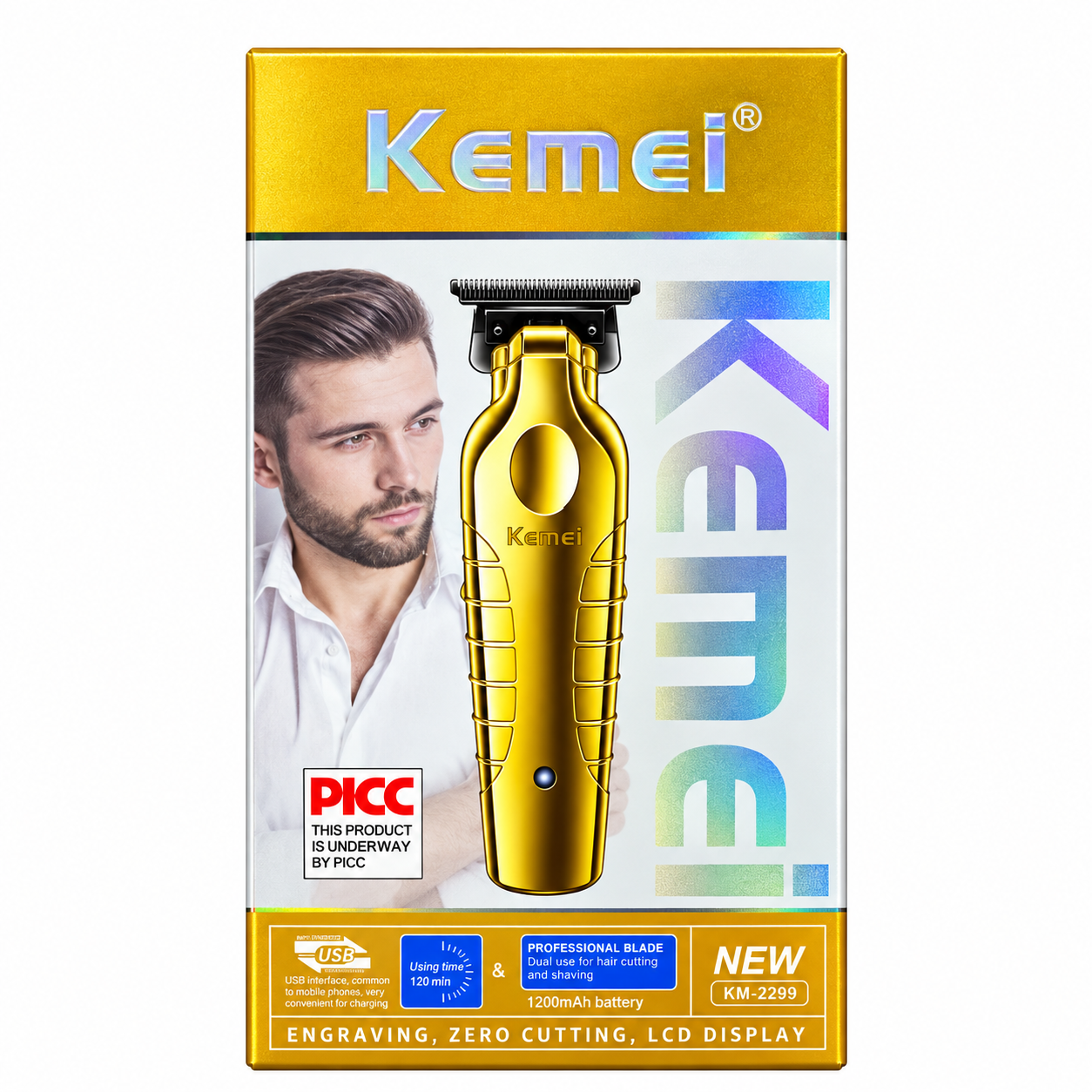 Maquina Trimmer Kemei KM 2299 Dorada-2