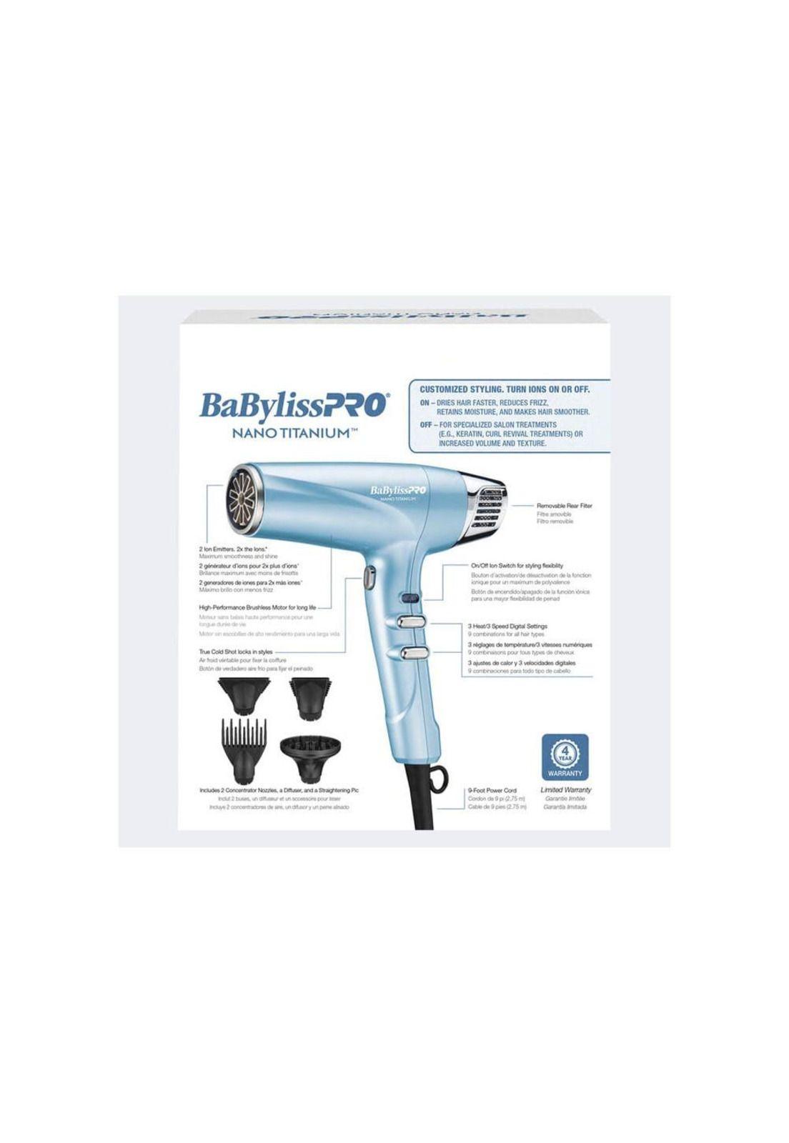 Secador De Pelo BabylissPro 1700W Dual Ionic Nano Titanium-2