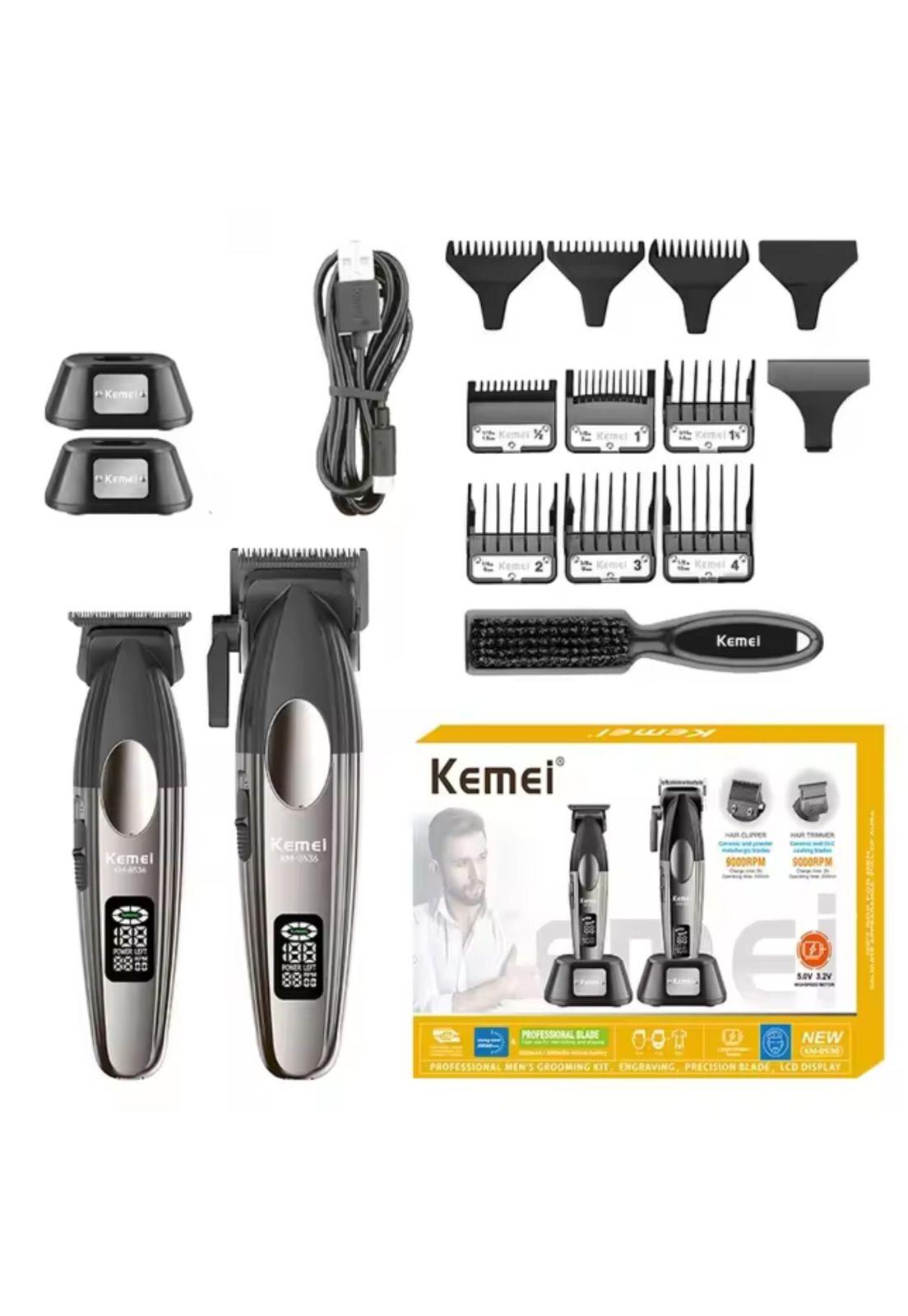 Barber Combo Kemei Cortadora y Patillera con Base 9000 RPM-1
