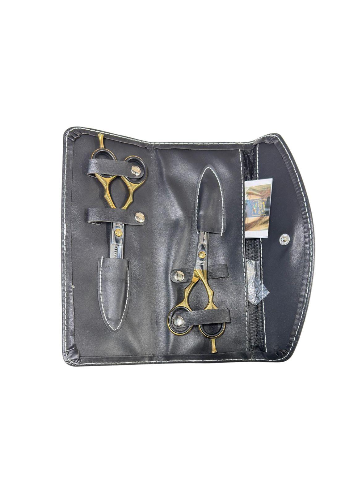 Set Tijera Henbor Italana Microdentada Y Esculpidora Dorado-1