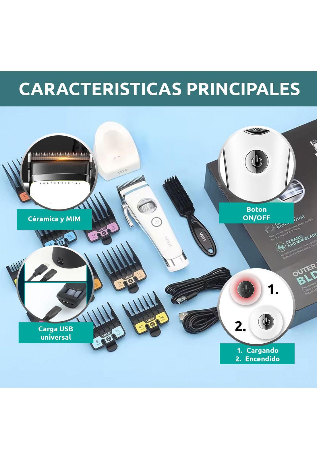 Máquina Cortar Pelo VGR880C Cerámica Motor Rotatech Blanco-4