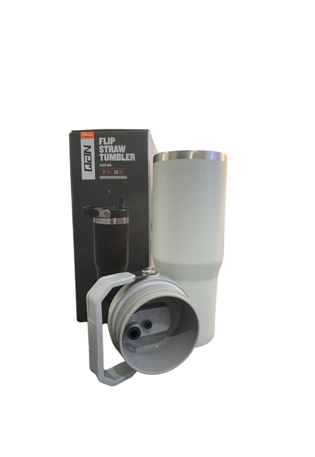 Botella Termico Flip Straw Tumbler 900 Ml Gris Claro-3