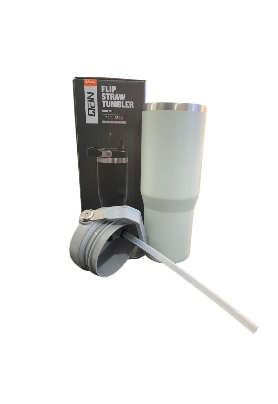 Botella Termico Flip Straw Tumbler 900 Ml Gris Claro-4