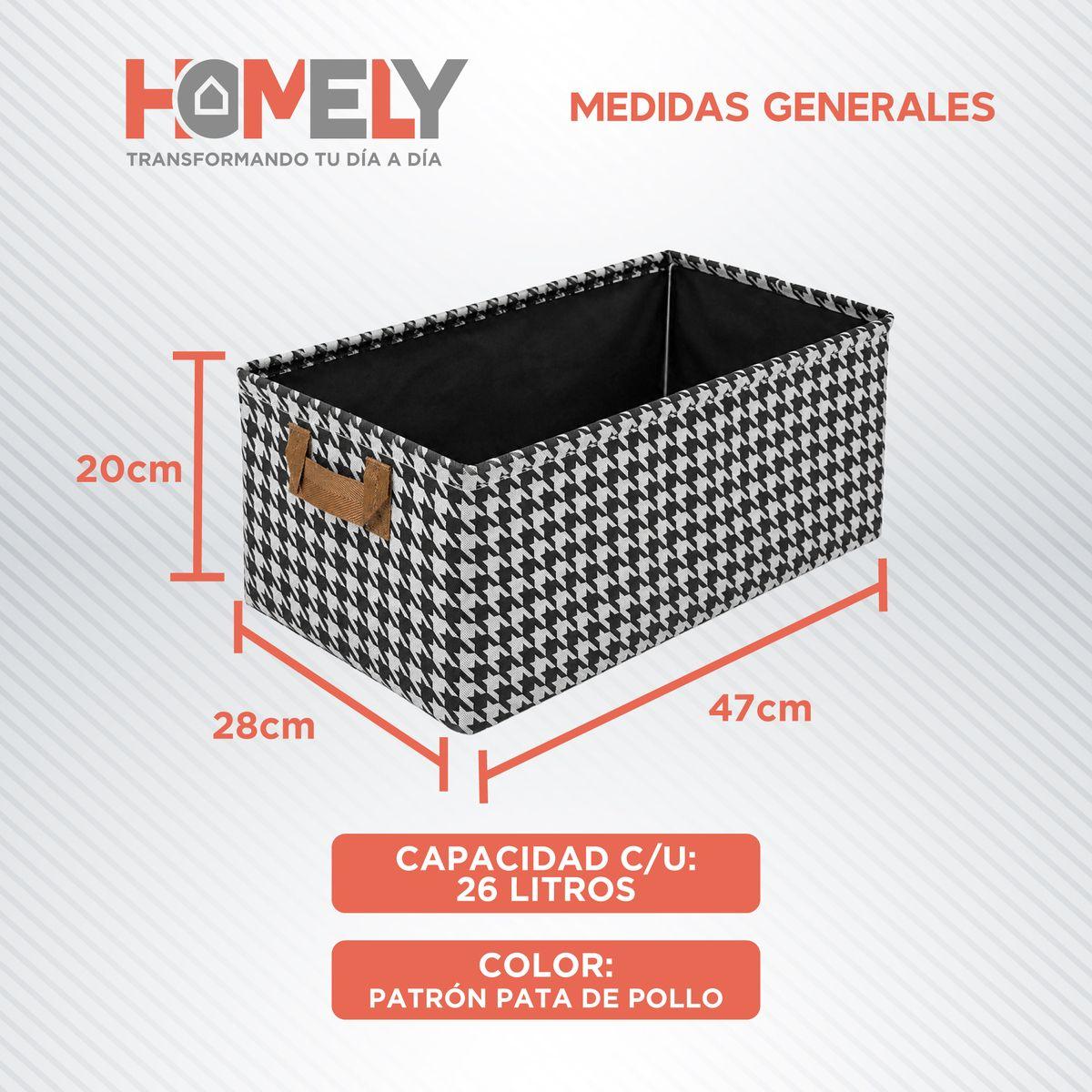 Cajas Organizadoras Plegable Homely Almacenamiento Closet Ropa Accesorios Asa Set X4 Gris Rayas-2