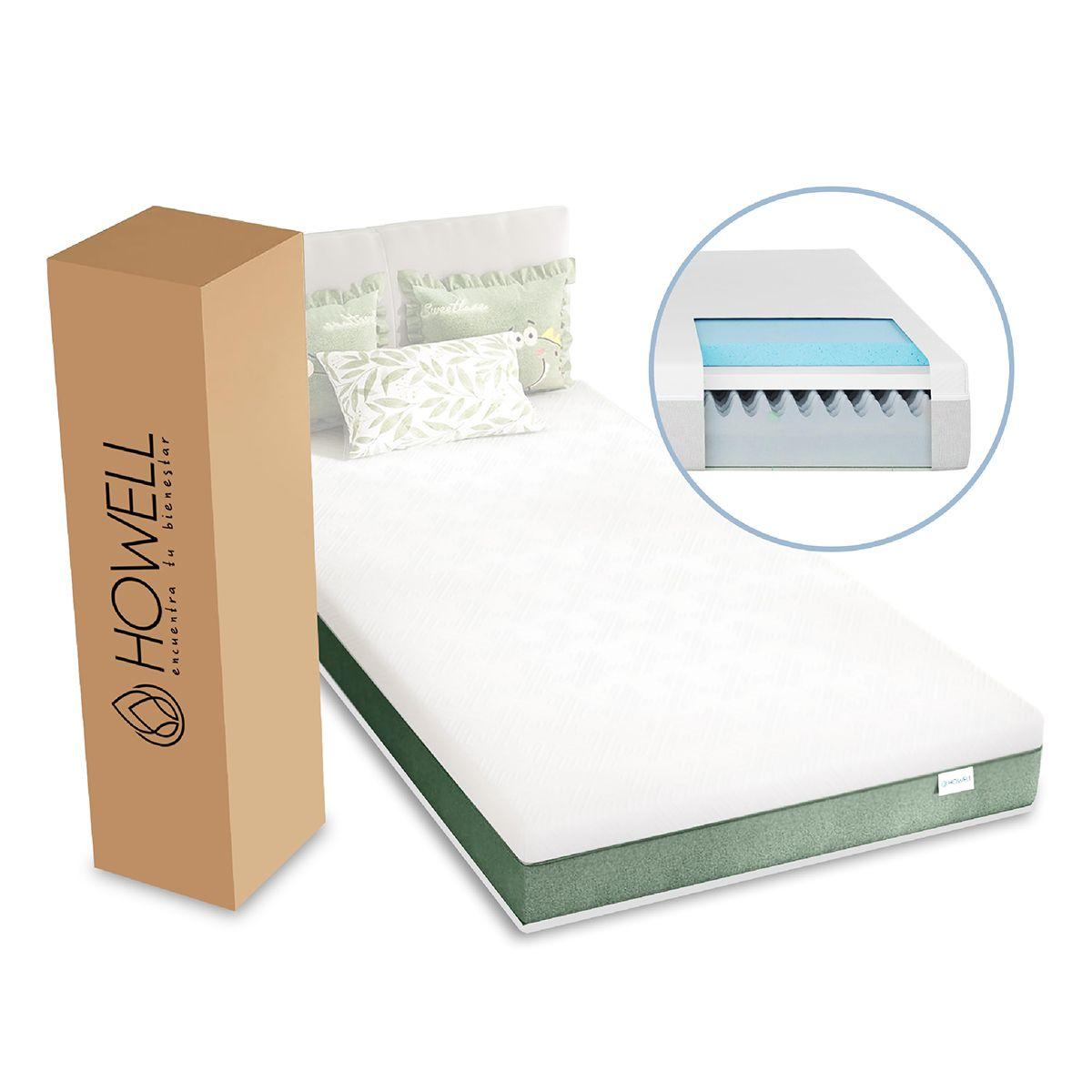 Colchon Memory Foam Espuma Viscoelastica 20cm Howell 1 Plaza-0