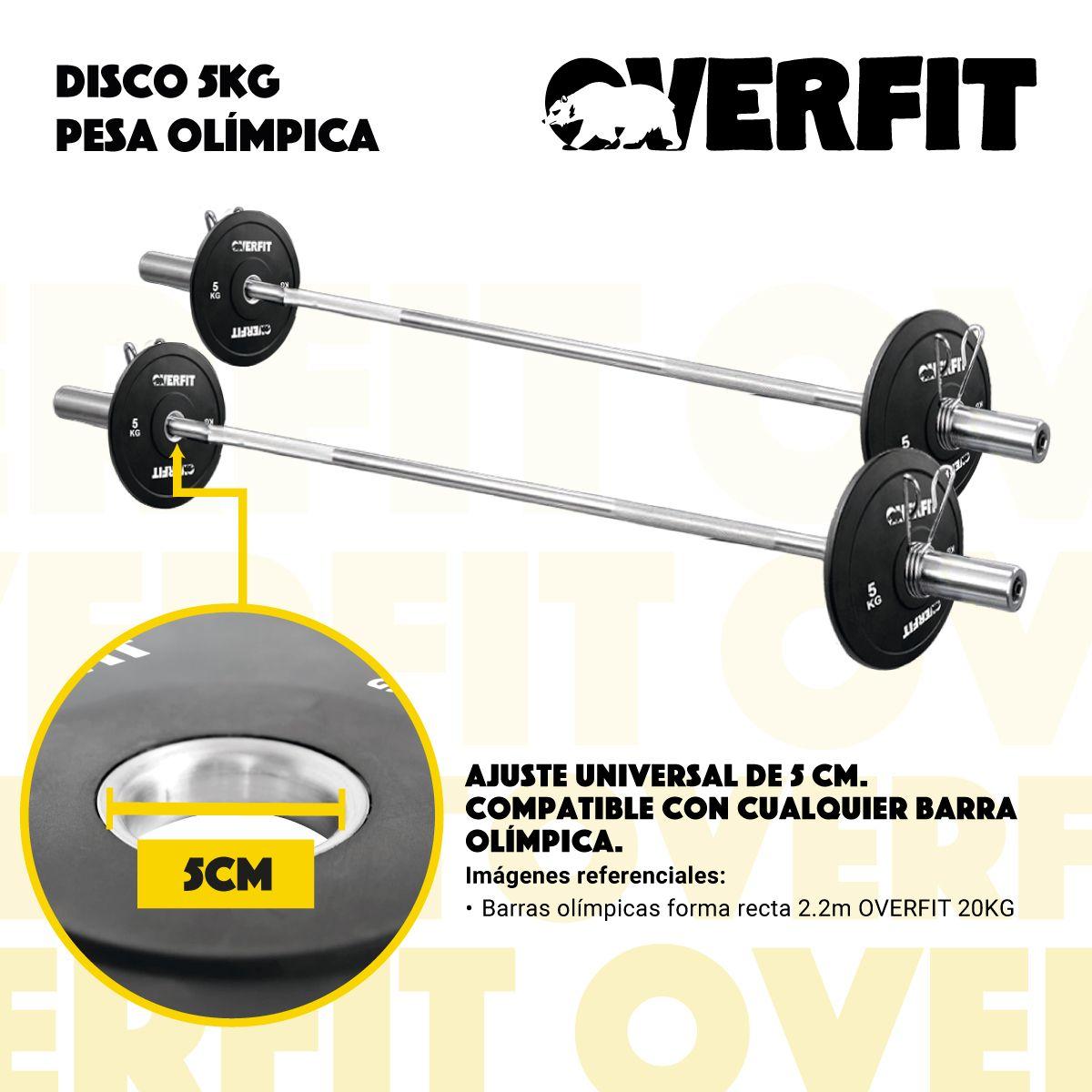 Disco Pesa Olimpica Goma Overfit 5kg Antideslizante-4