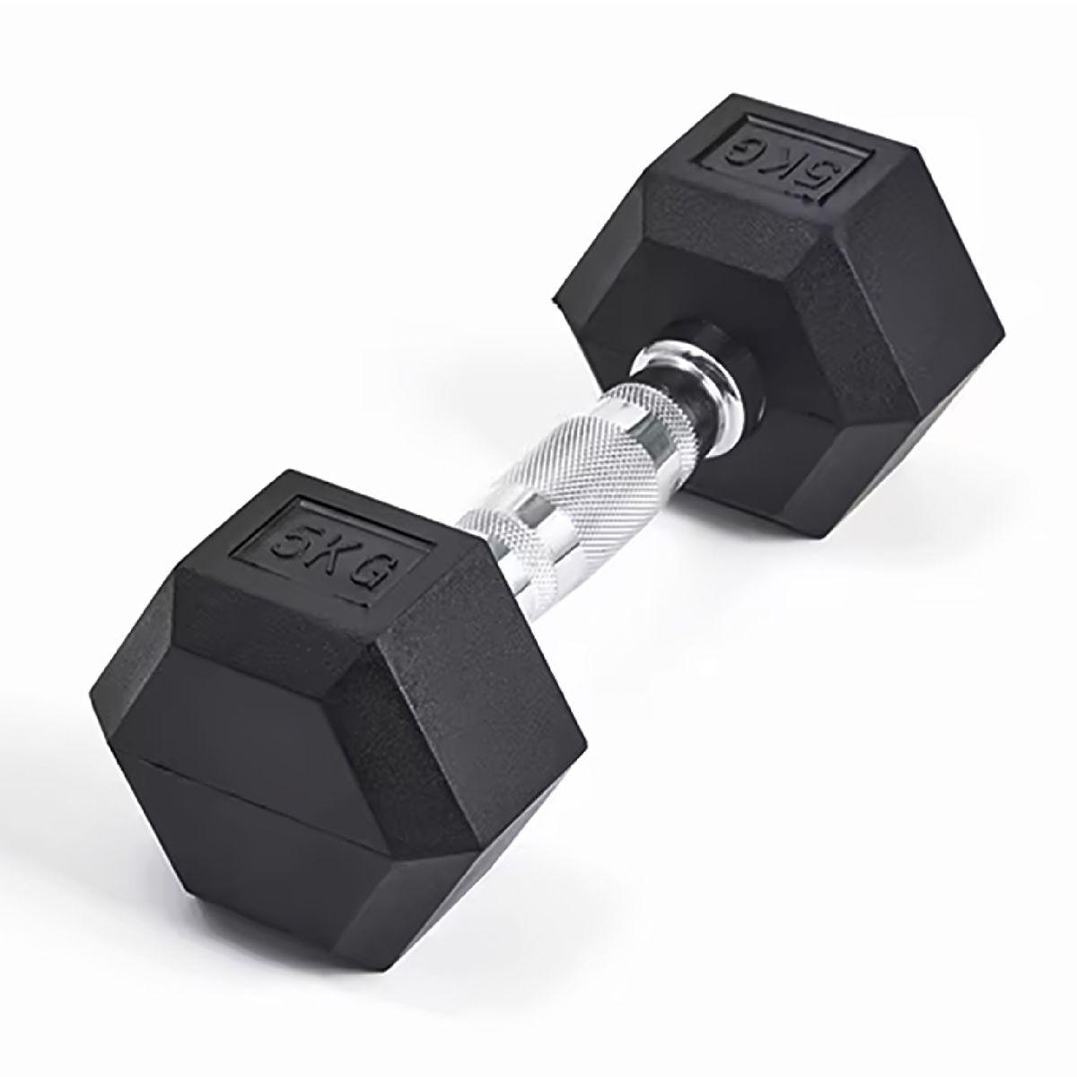Mancuerna Hexagonal 5kg Acero y Caucho Overfit-0