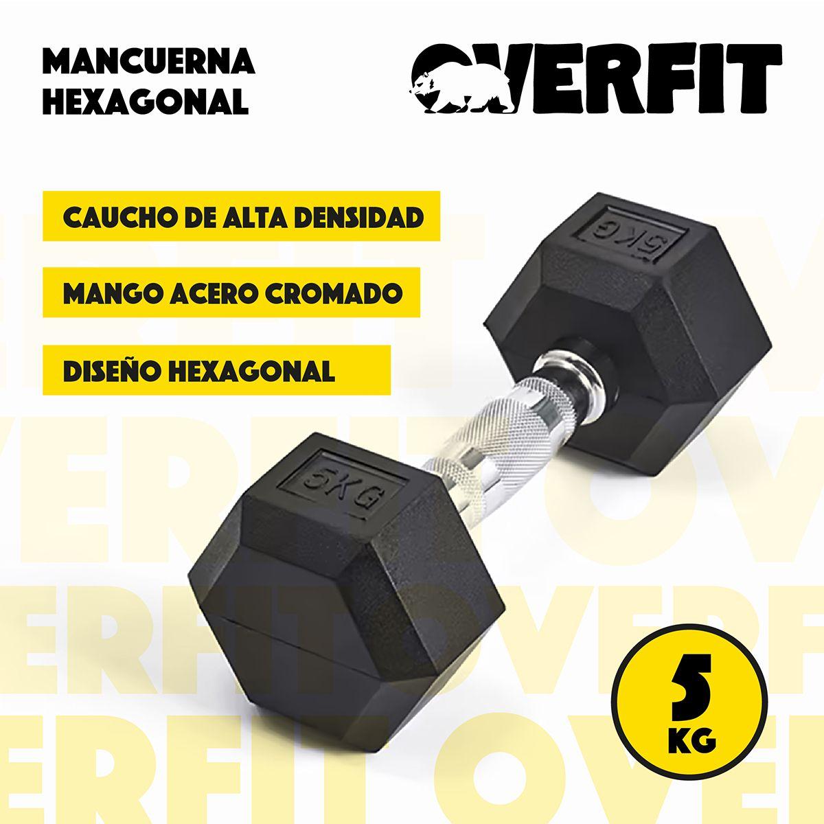 Mancuerna Hexagonal 5kg Acero y Caucho Overfit-2