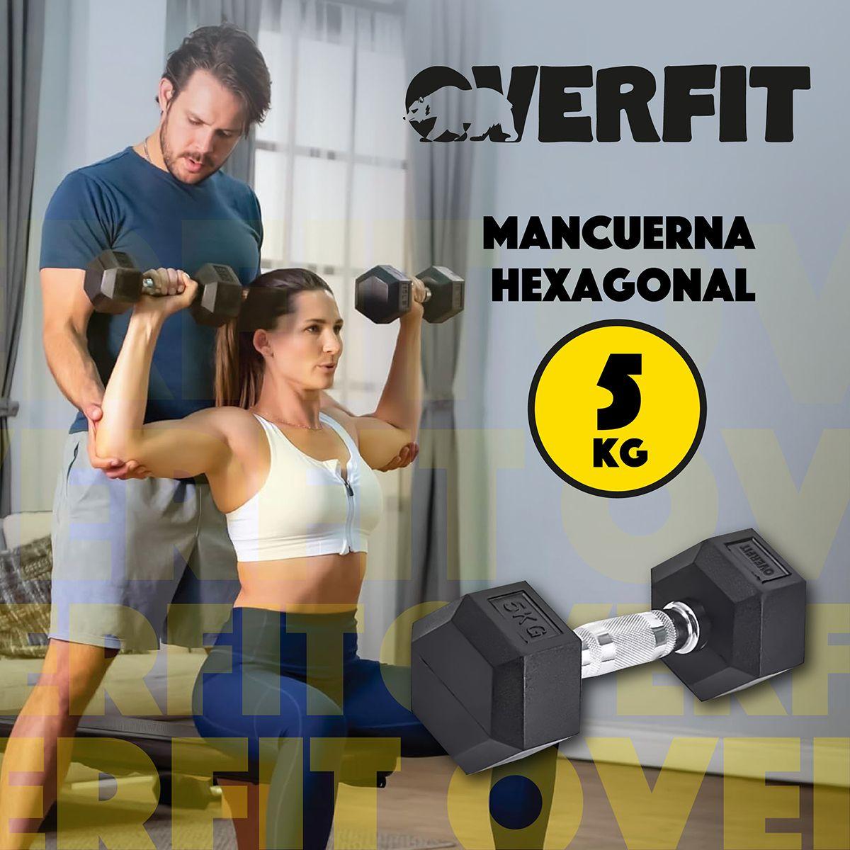 Mancuerna Hexagonal 5kg Acero y Caucho Overfit-7