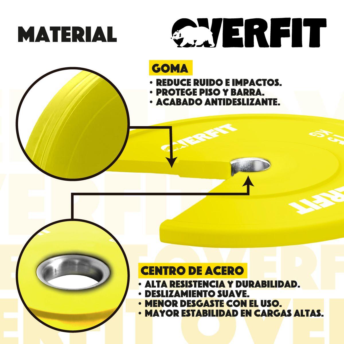 Disco Pesa Olimpica Goma Overfit 15kg Antideslizante-2