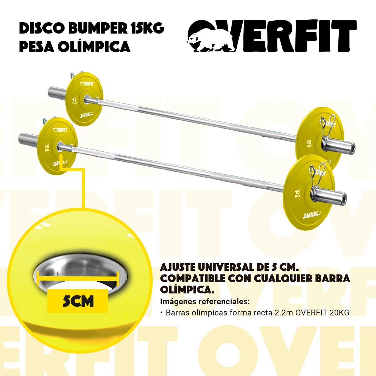 Disco Pesa Olimpica Goma Overfit 15kg Antideslizante-4