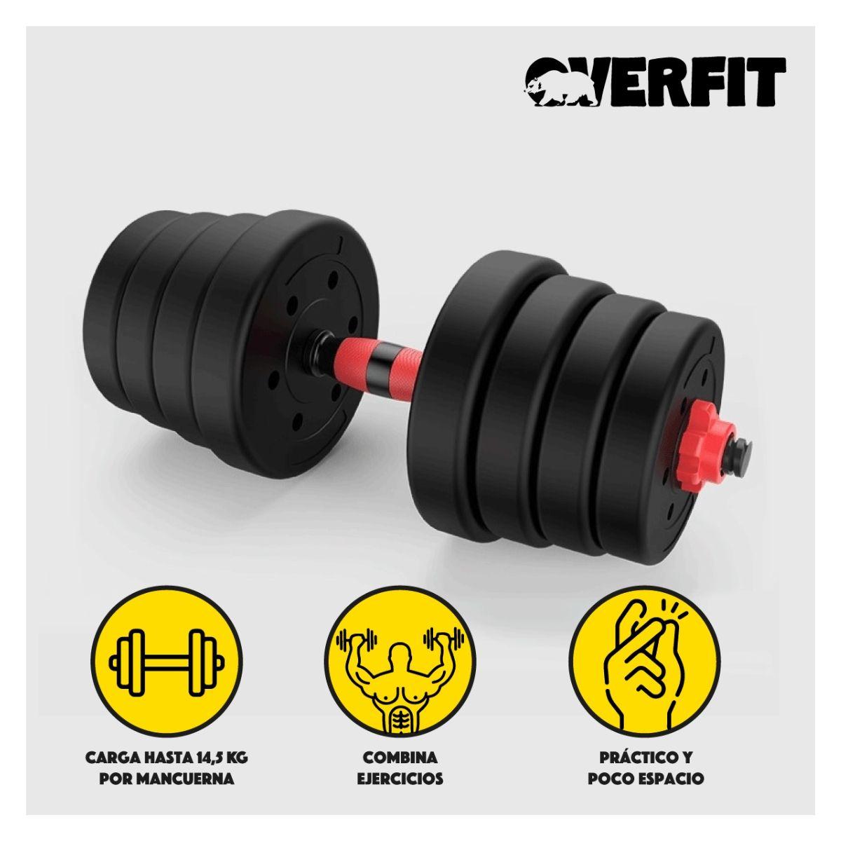 Set Mancuernas Y Barra Unibles 30kg Fitness Pesas Ajustables-4