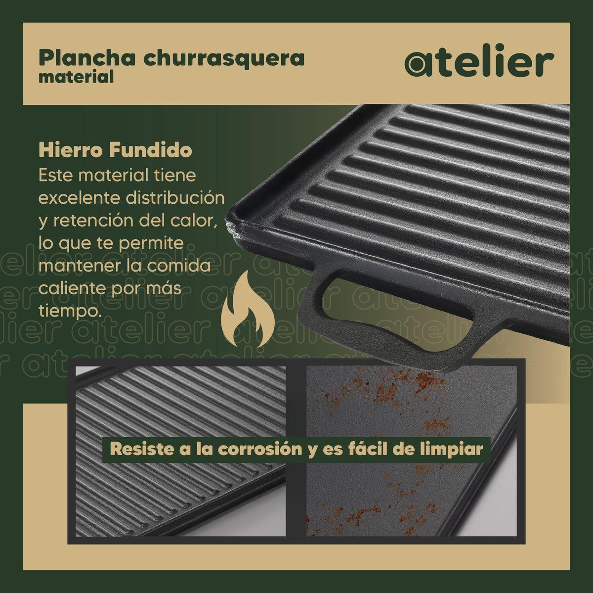 Plancha Churrasquera Hierro Fundido Atelier Cocina 2 en 1-3