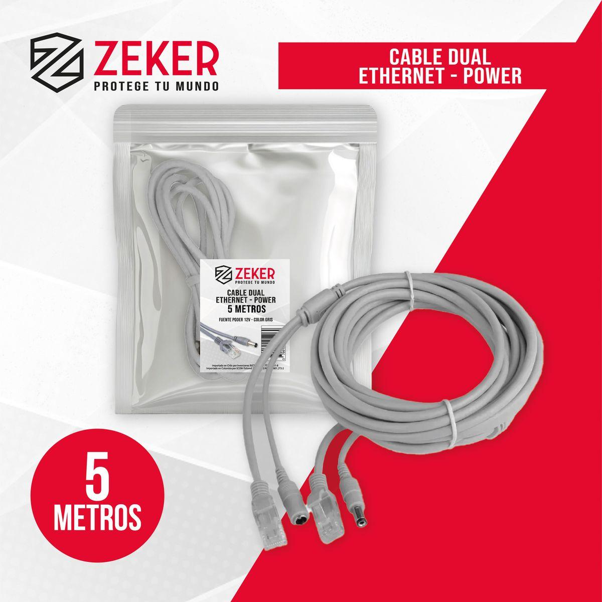 Cable Dual Camara Seguridad Zeker Extensor Poder Ethernet 5m-4