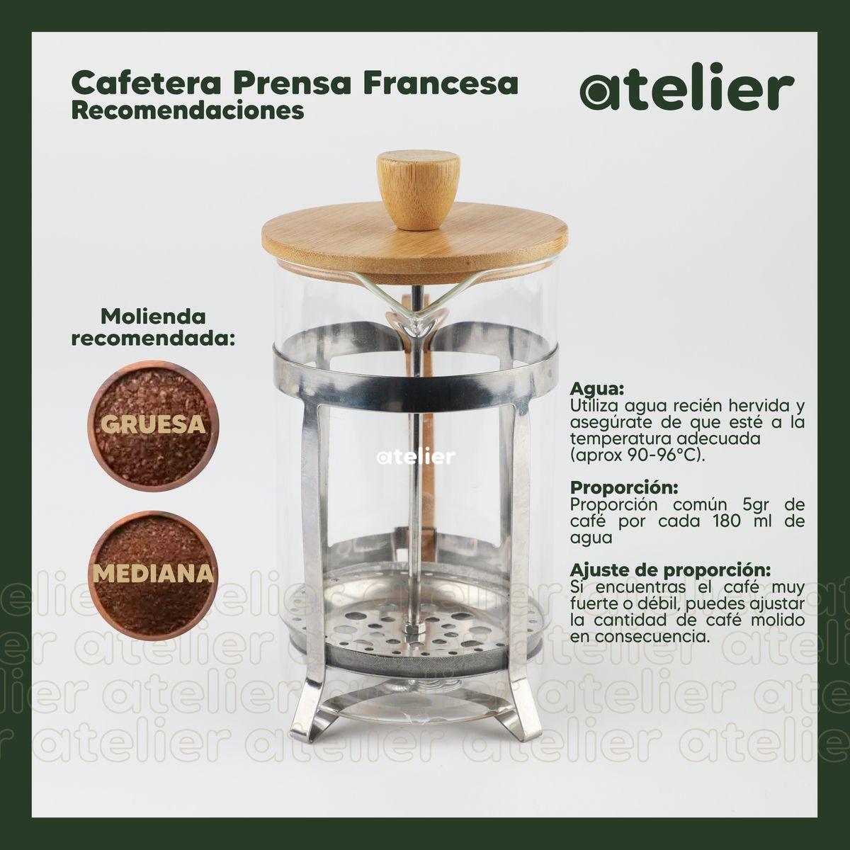 Cafetera Francesa 600ml Atelier Prensa Vidrio Acero Inoxidable Portatil Con Dosificador-5