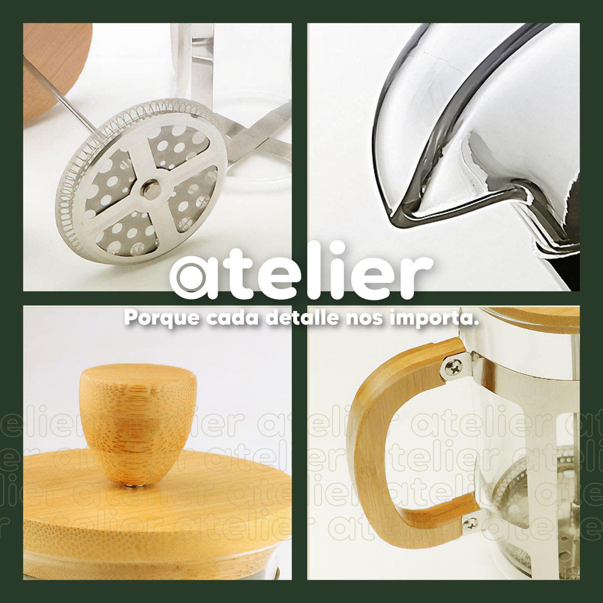 Cafetera Francesa 600ml Atelier Prensa Vidrio Acero Inoxidable Portatil Con Dosificador-6