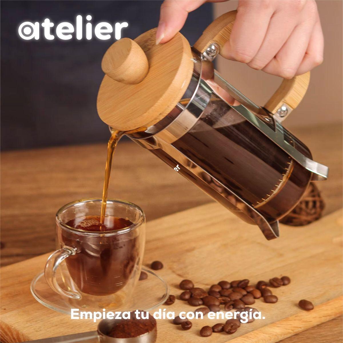 Cafetera Francesa 600ml Atelier Prensa Vidrio Acero Inoxidable Portatil Con Dosificador-8