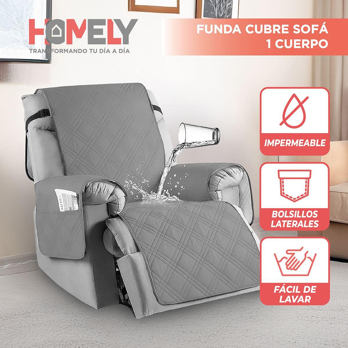 Funda Cubre Sillón Sofá Homely Ajustable Impermeable Gris-1