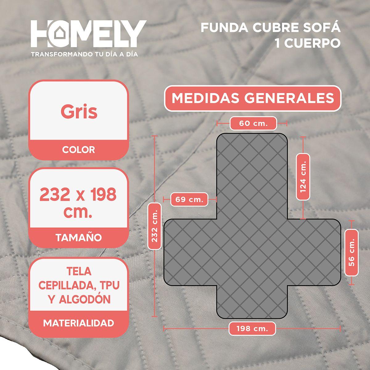 Funda Cubre Sillón Sofá Homely Ajustable Impermeable Gris-2