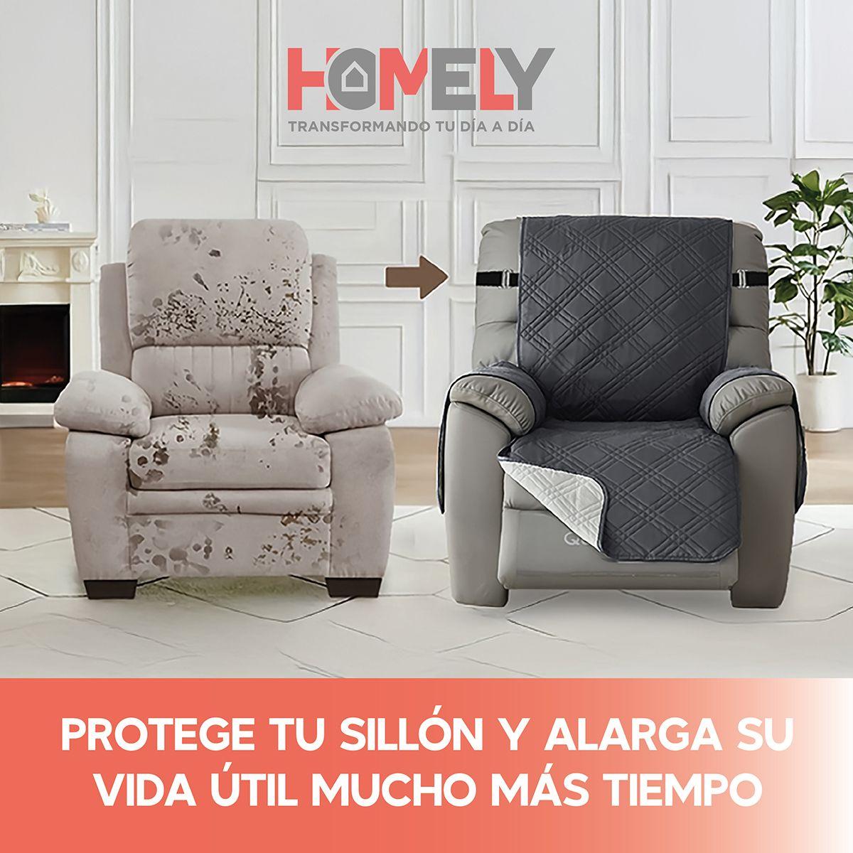 Funda Cubre Sillón Sofá Homely Ajustable Impermeable Gris-8