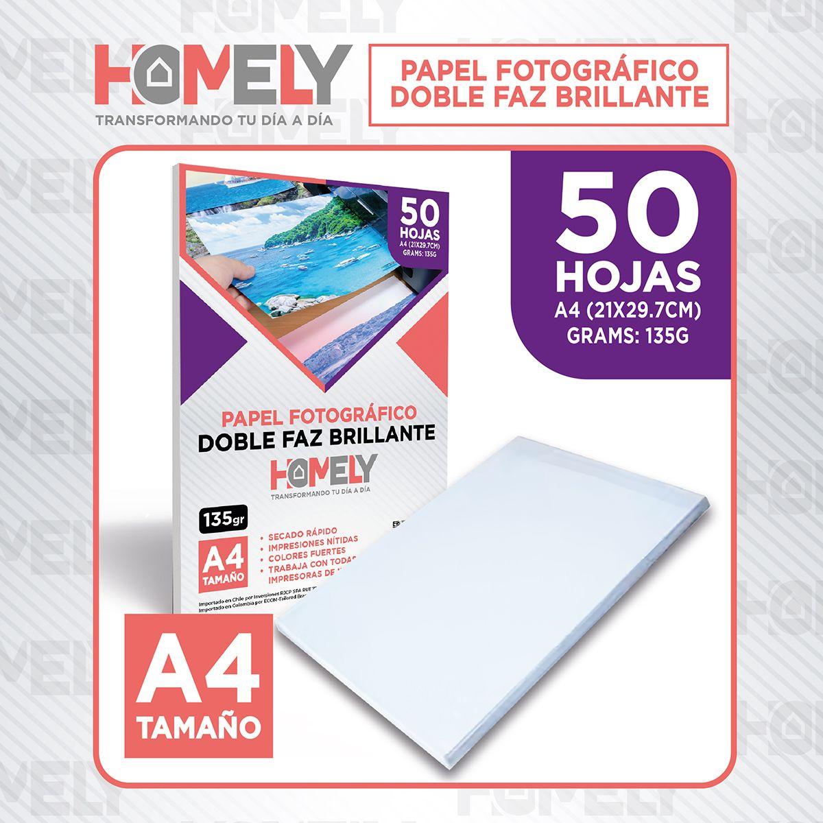 Papel Fotografico A4 Doble Faz Camara Foto Homely 50 Unidad-8