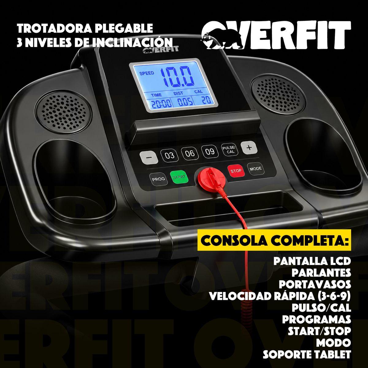 Trotadora Electrica Caminadora Plegable Overfit 12 Km/h Inclinacion 1 Hp 110 Kg -3
