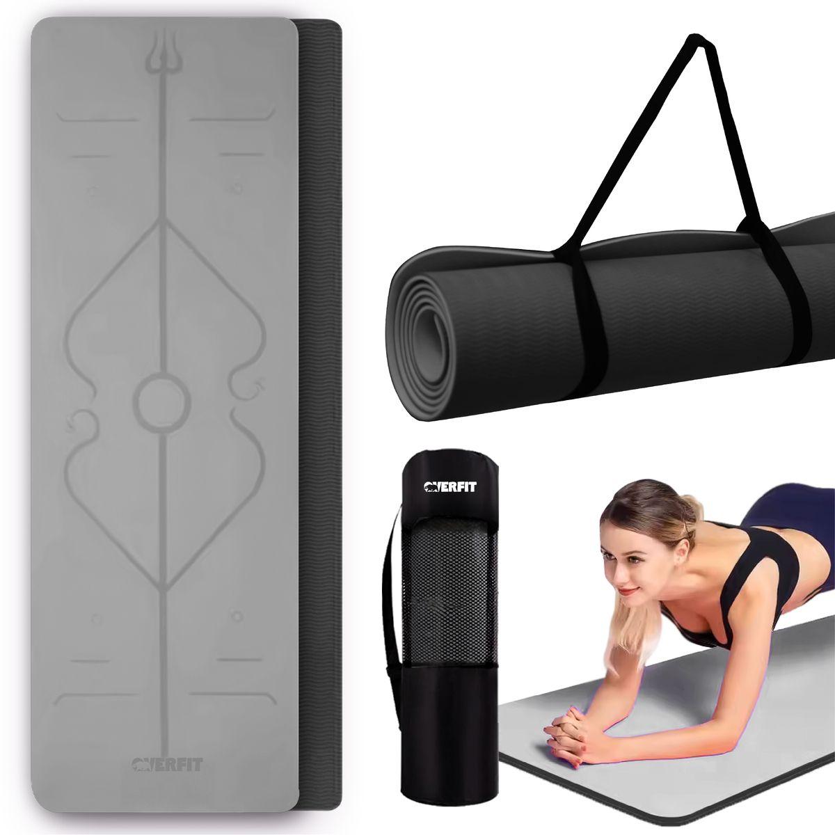 Mat Yoga TPE Overfit 183x61cm 8mm Bicolor Negro Lineas-0