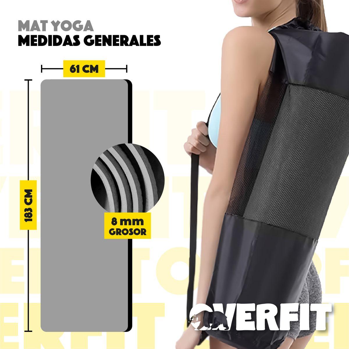 Mat Yoga TPE Overfit 183x61cm 8mm Bicolor Negro Lineas-1