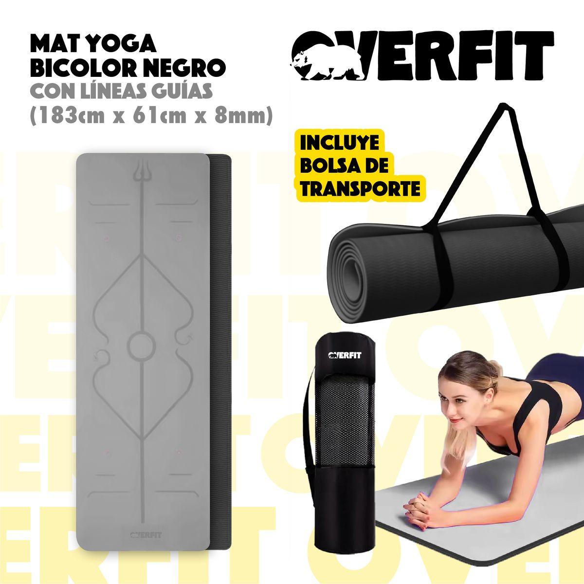 Mat Yoga TPE Overfit 183x61cm 8mm Bicolor Negro Lineas-4