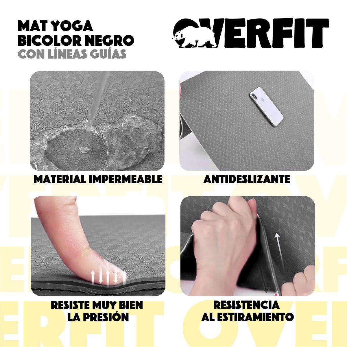 Mat Yoga TPE Overfit 183x61cm 8mm Bicolor Negro Lineas-6