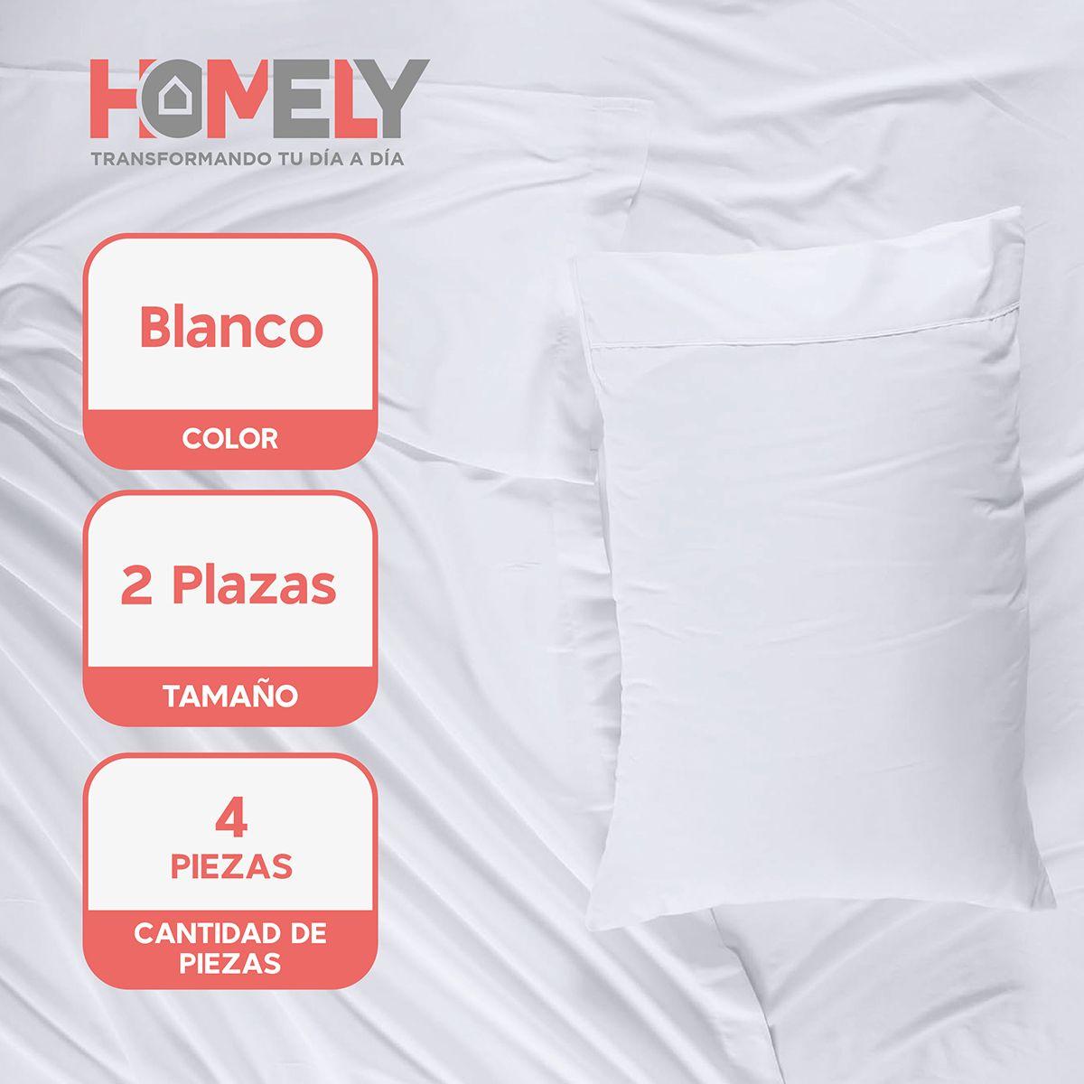 Juego de sabanas 2 Plazas Homely 100 GSM Suave 4 Piezas-1