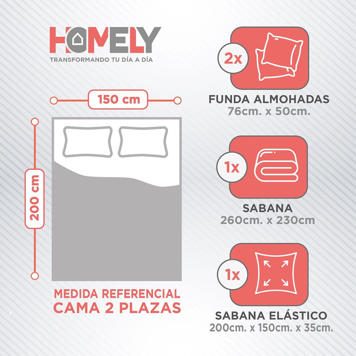 Juego de sabanas 2 Plazas Homely 100 GSM Suave 4 Piezas-2