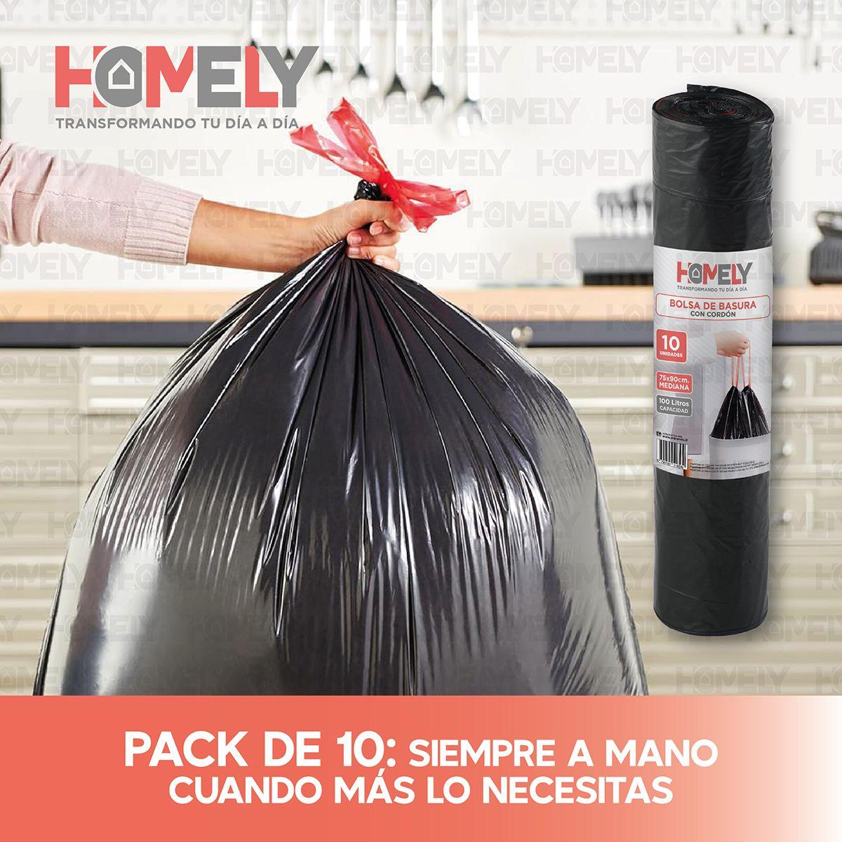 Bolsas Basura 75x90cm Con Cordon 20U Homely 100L Resistente-7