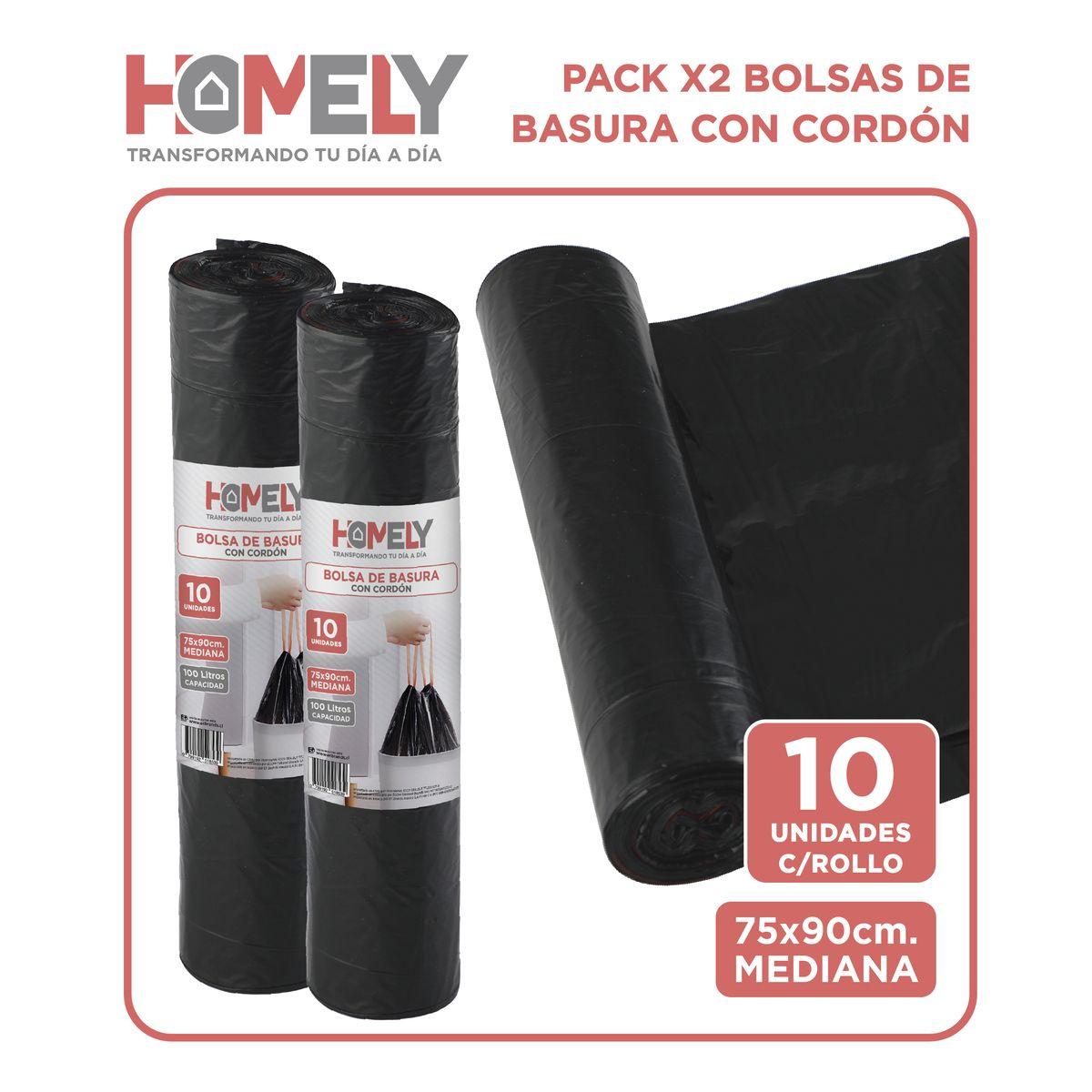Bolsas Basura 75x90cm Con Cordon 20U Homely 100L Resistente-9