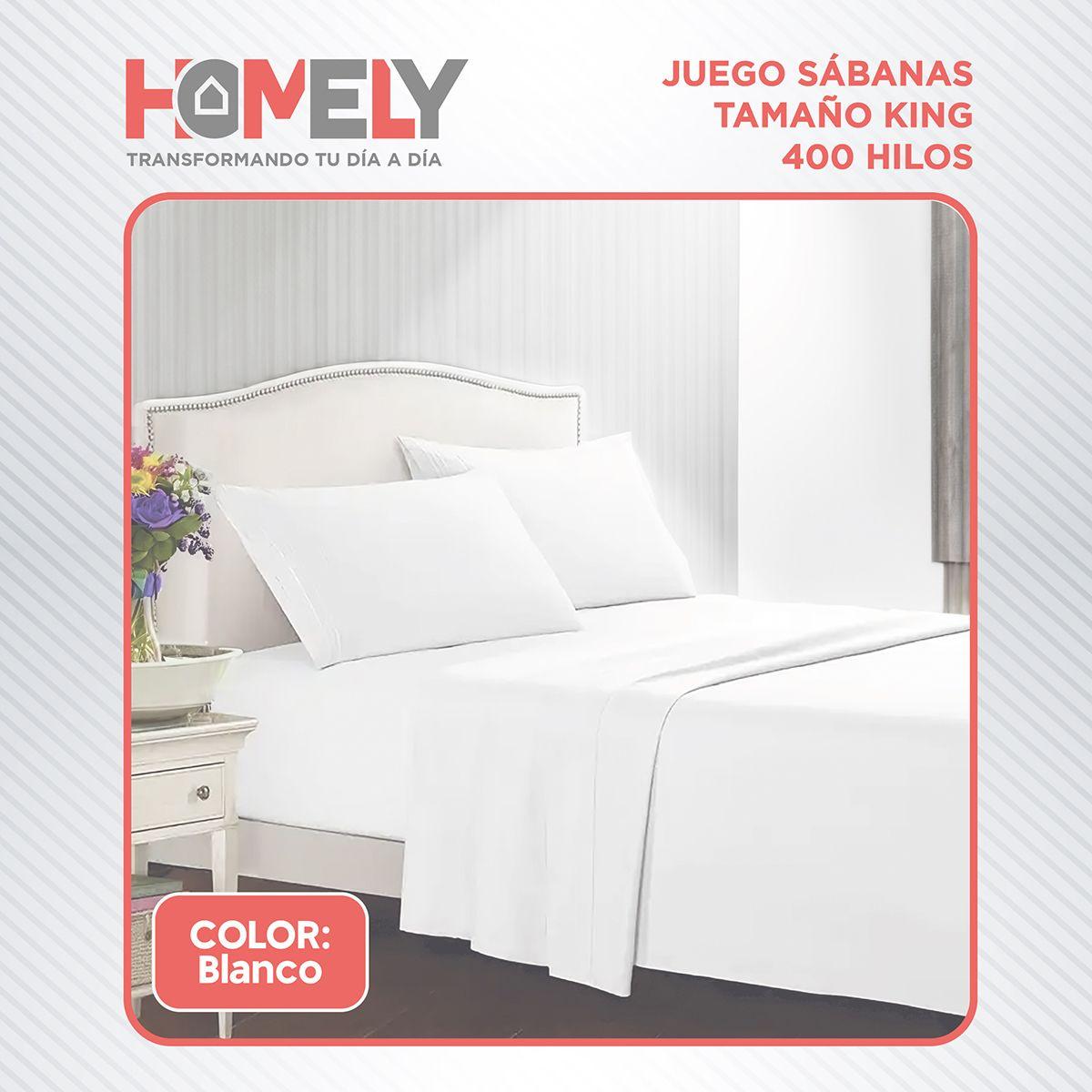 Sábanas Homely King 400 Hilos Soft Blanco-4