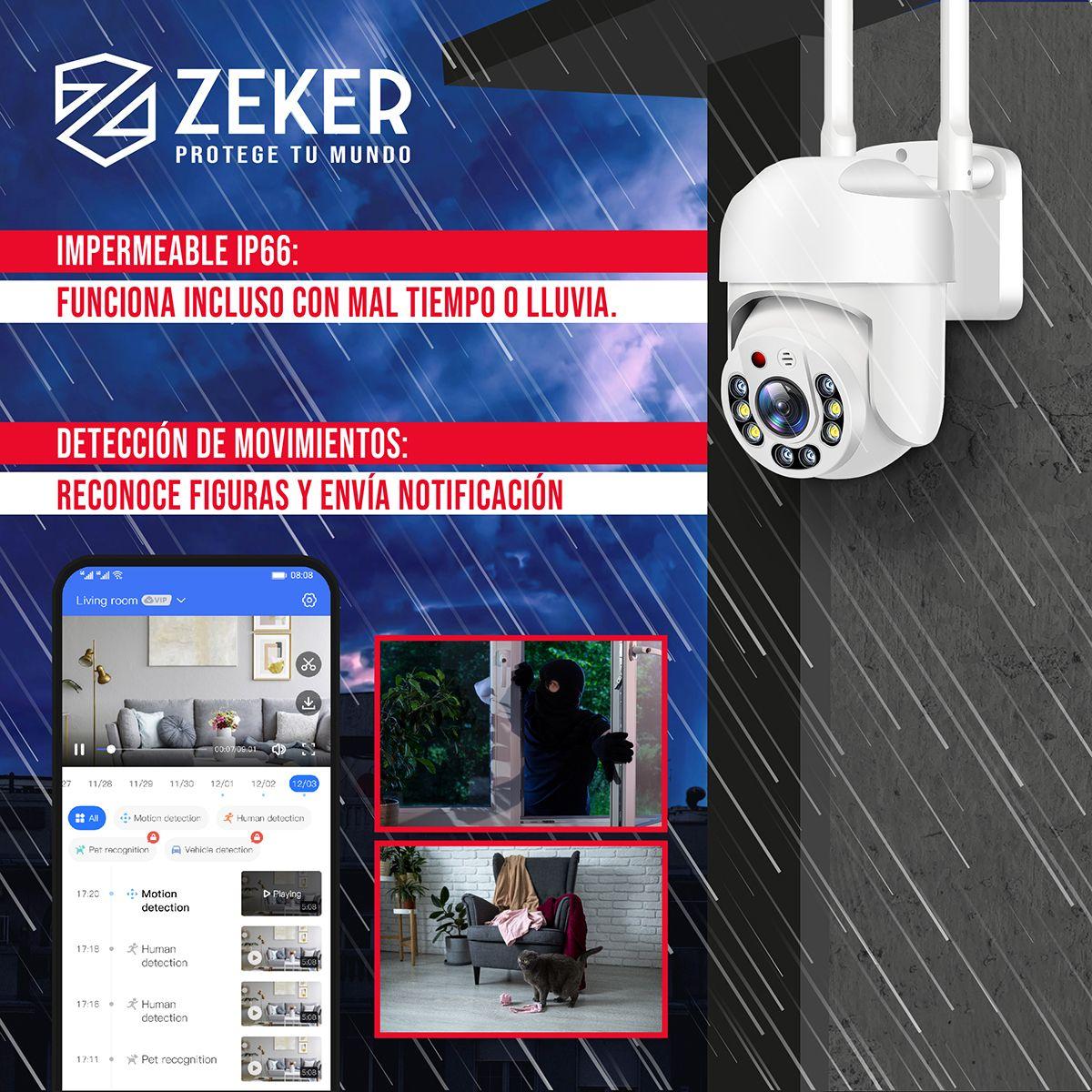 Pack x3 Cámara de Seguridad Wifi Impermeable Zeker 2MP 5G-6