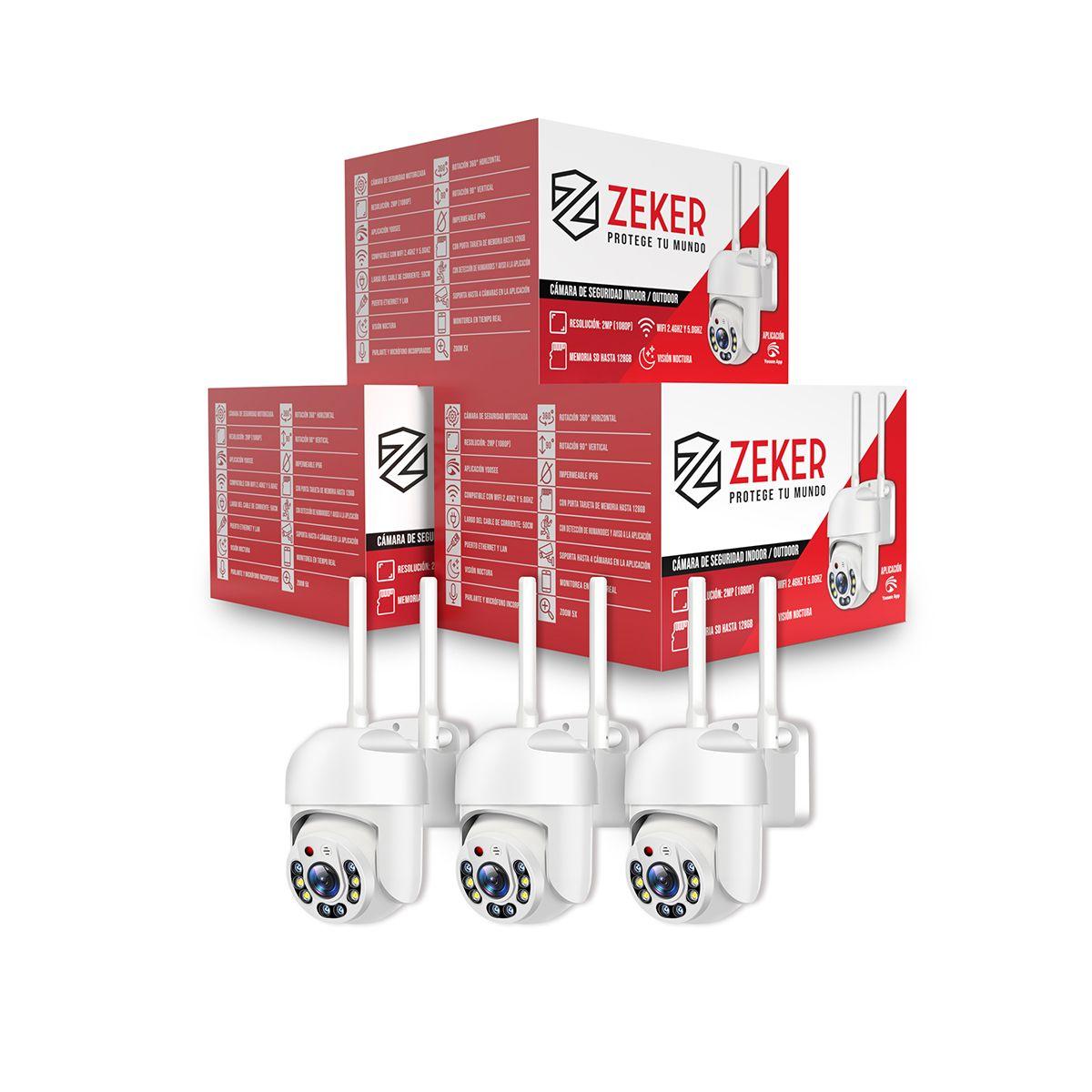 Pack x3 Cámara de Seguridad Wifi Impermeable Zeker 2MP 5G-0