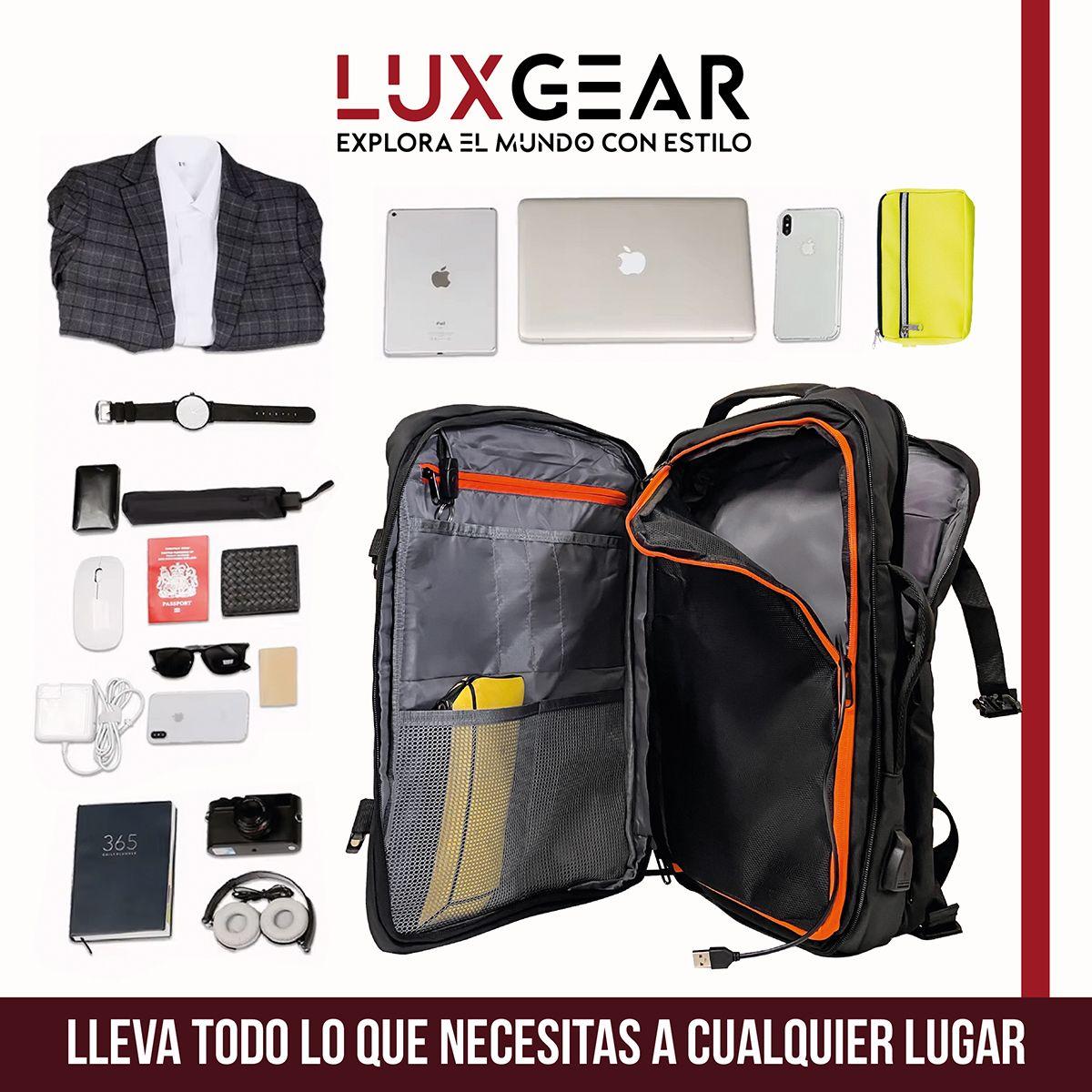 Mochila Maleta Viaje Cabina Luxgear Notebook Impermeable 48L-6