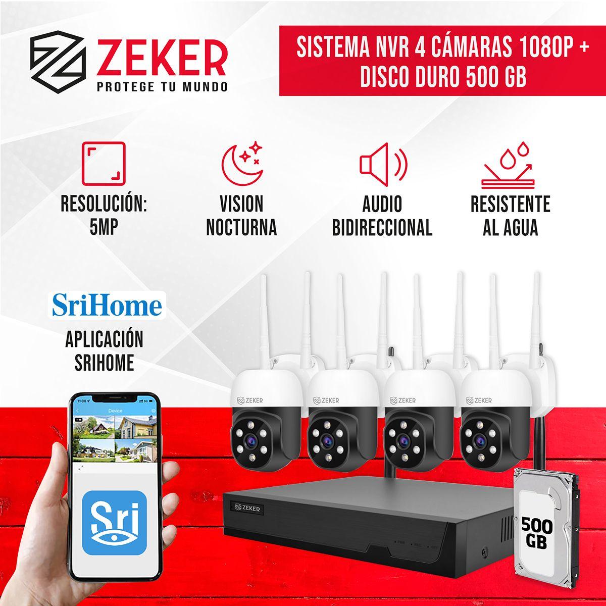 Kit Nvr Camaras Zeker Seguridad FHD 1080p + Disco Duro 500gb-1