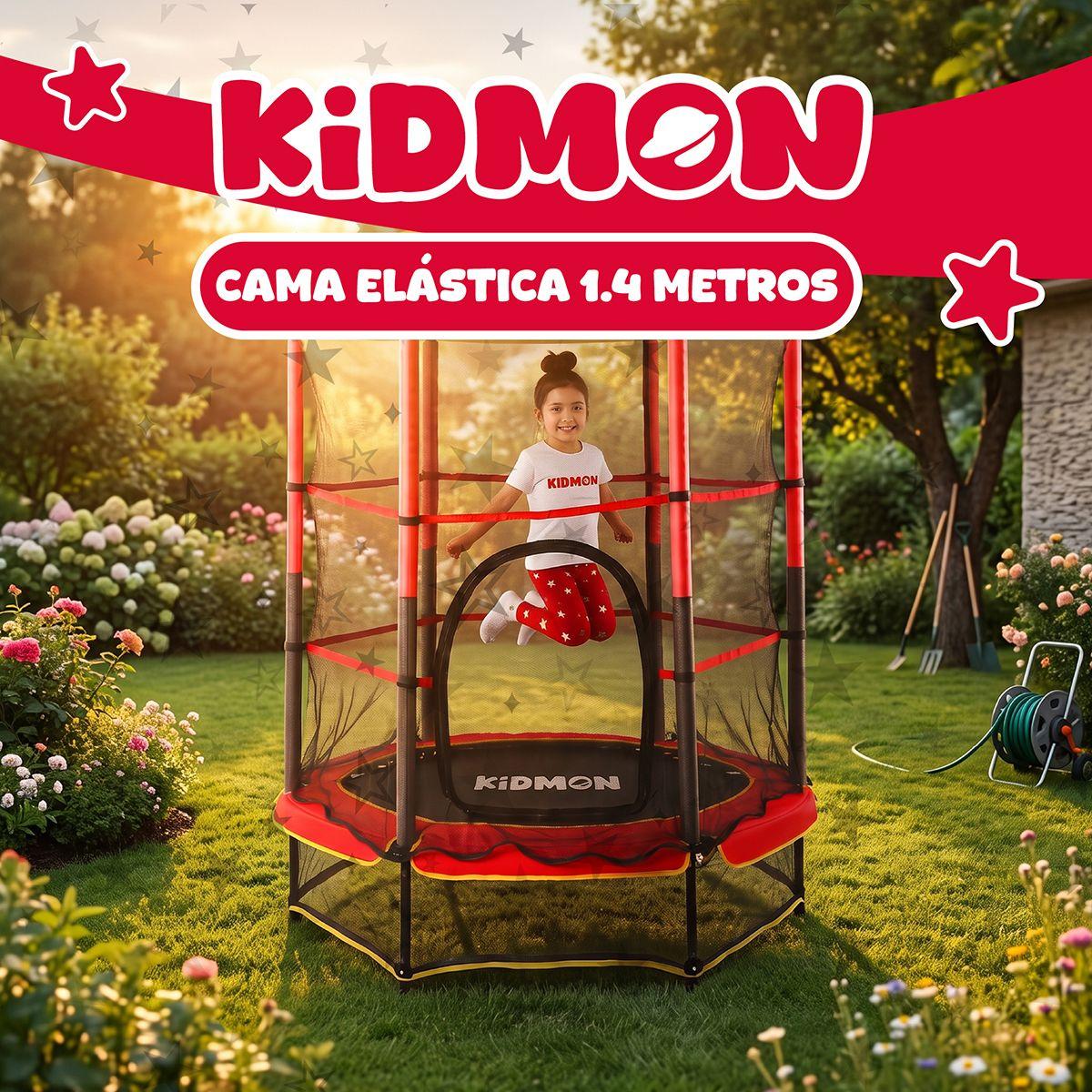Cama Elastica Para Ninos 1.4 Metros Kidmon Cama Saltarina 4ft Negro Rojo-3