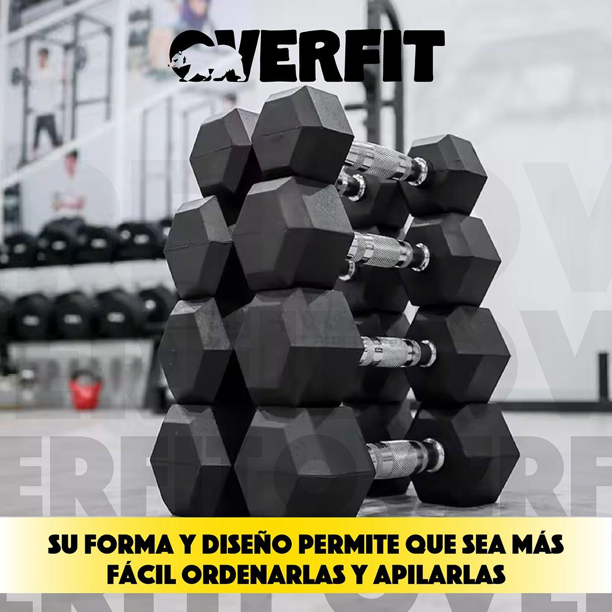 Mancuerna Hexagonal 7.5kg Acero y Caucho Overfit-7