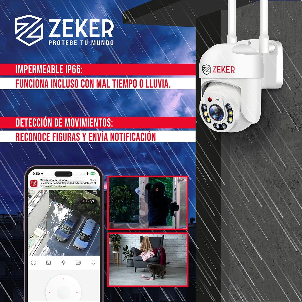 Camara De Seguridad Wifi Exterior Impermeable Zeker 4mp 5g-6