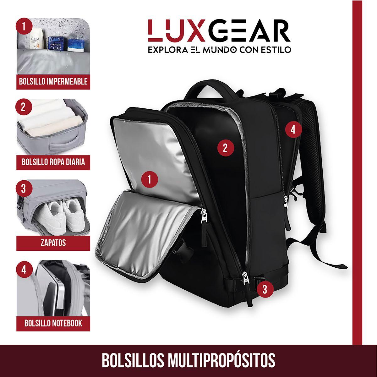 Mochila De Viaje Luxgear NomadLife Impermeable Cabina - Negro-2