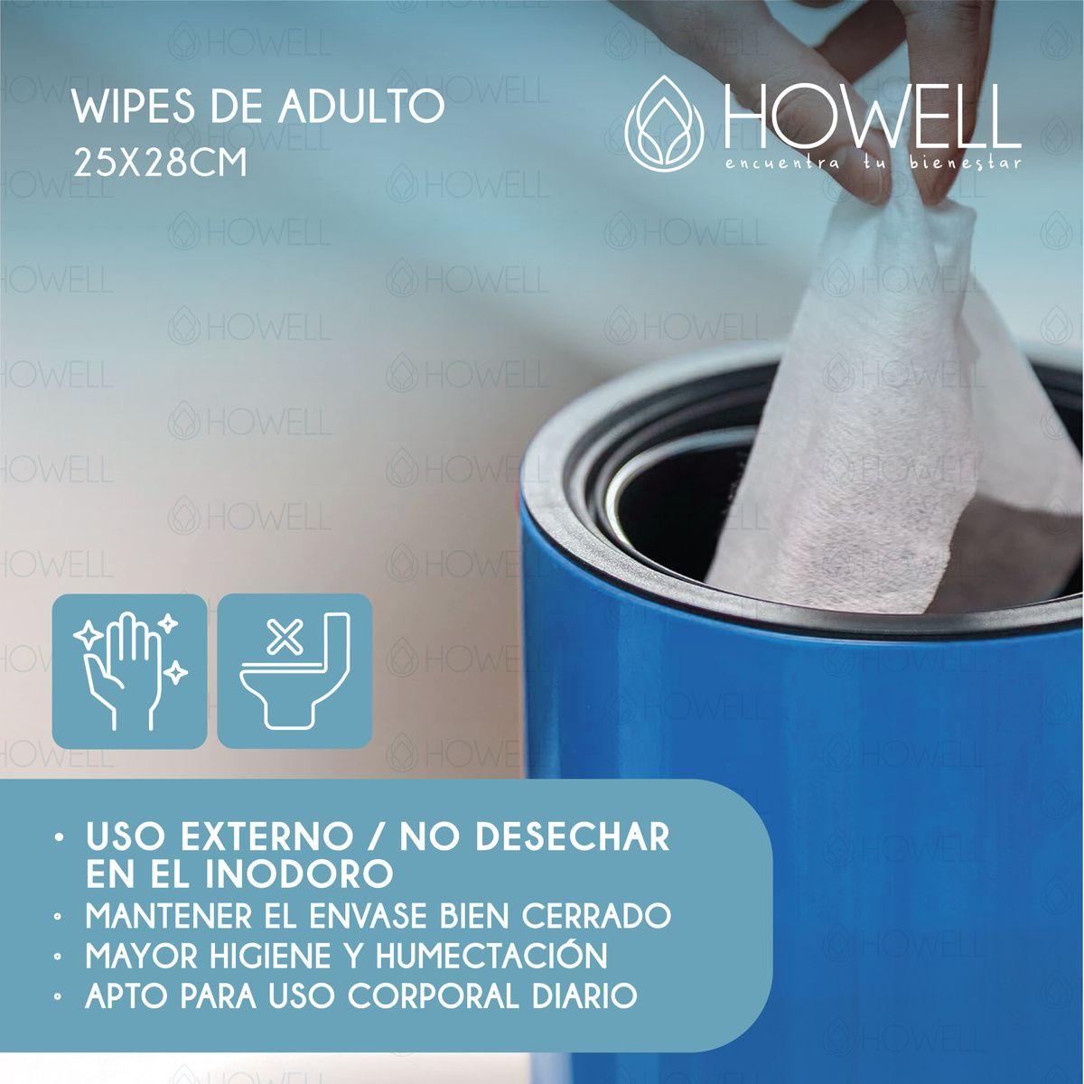 Toallas Humedas Adultos Hipoalergenicas 60U Howell-6