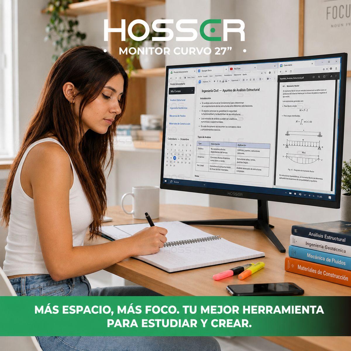Monitor Gamer Curvo 27 Hosser Fhd 200hz Gaming Freesync 1ms Negro-9