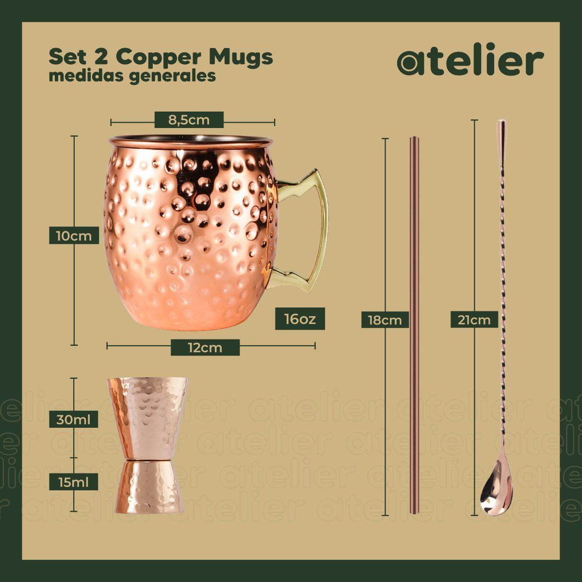 Mugs Cobre Moscow Mule Vasos Coctel Atelier 500 Ml Set x2-1