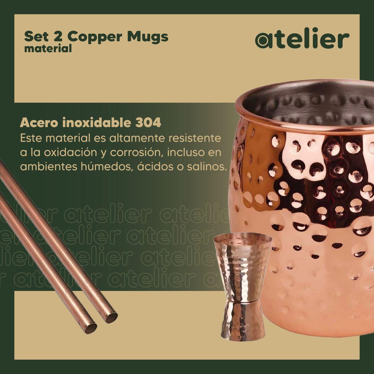 Mugs Cobre Moscow Mule Vasos Coctel Atelier 500 Ml Set x2-2